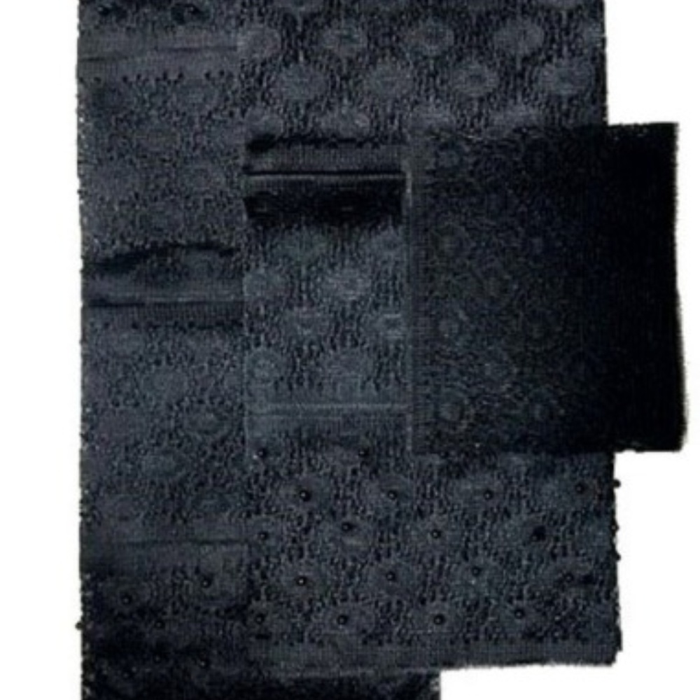 Fancy Beaded Lace Aso-Oke - Gele / Ipele (Black)